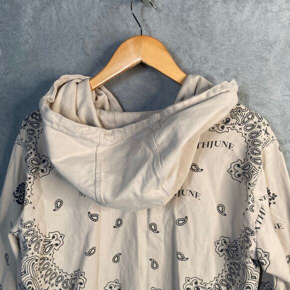 Y2k Hoodie Mens Large Bandana Print Zip Up Sweatshirt Skater Streetwear - Picture 6 of 13